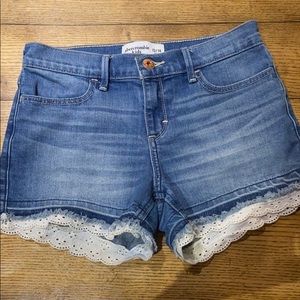 Denim jean shorts.
